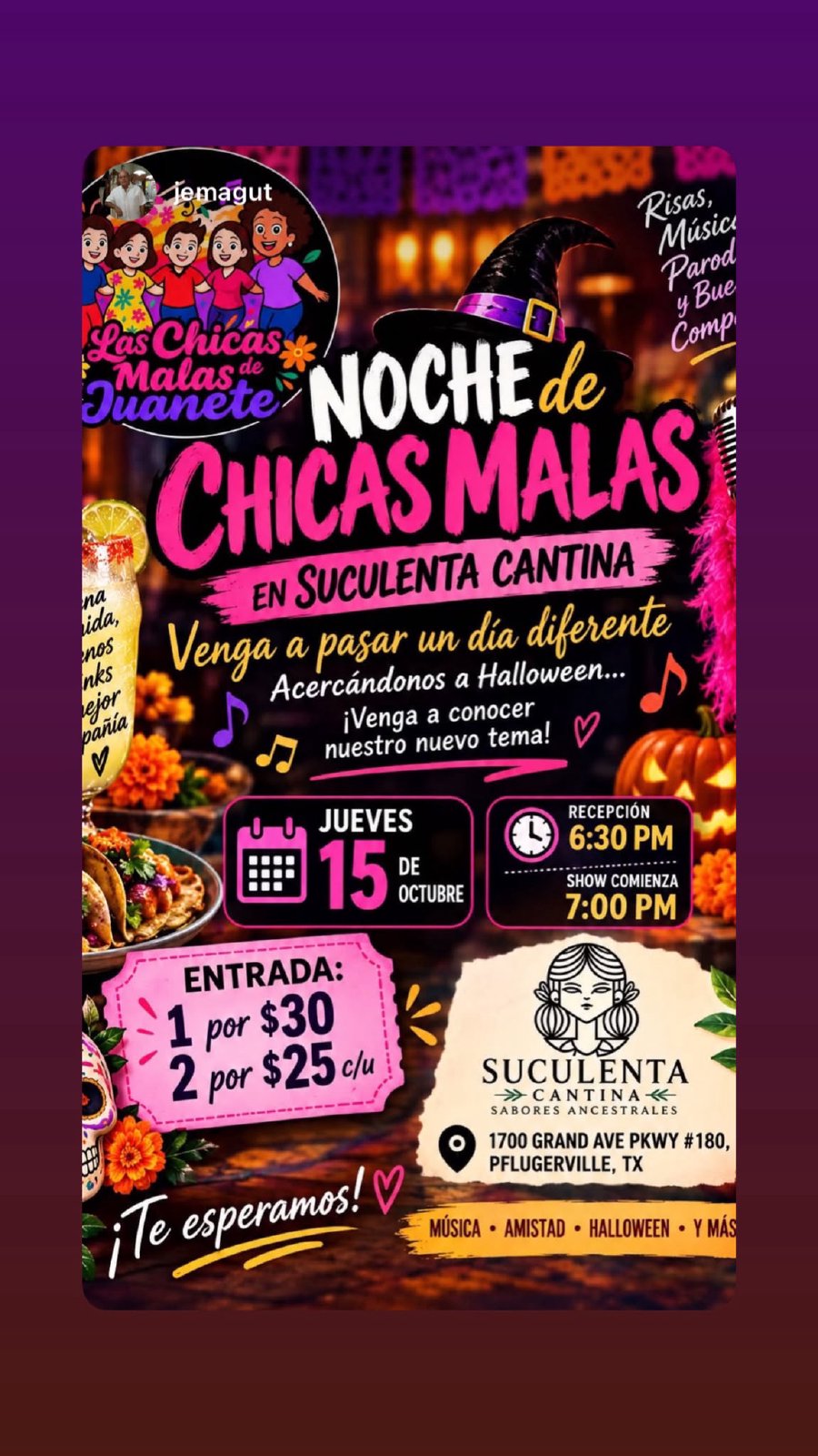 Cartel de Noche de Chicas Malas · Las Chicas Malas de Juanete
